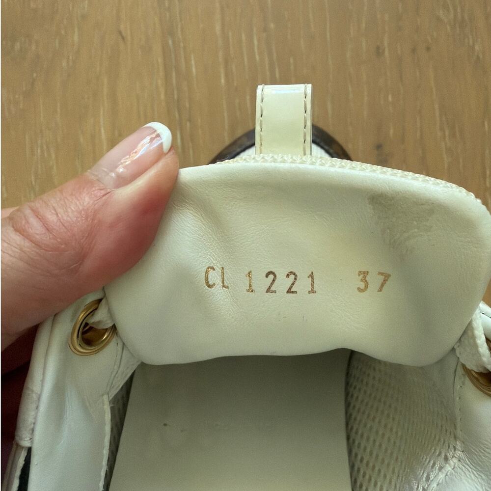 Louis Vuitton Calfskin Monogram Run Away Sneaker Size 37 in White Brown Gold - Picture 9 of 10